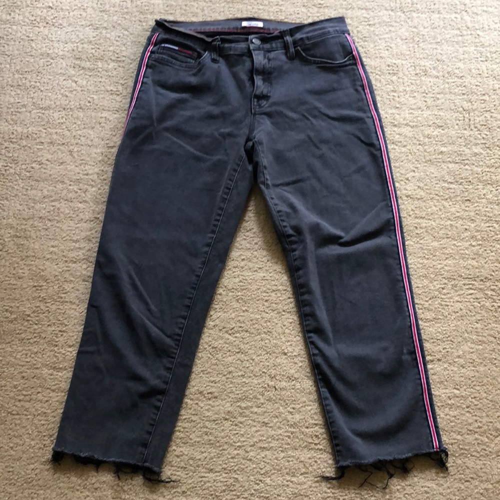 Tommy Hilfiger grey denim with red stripes